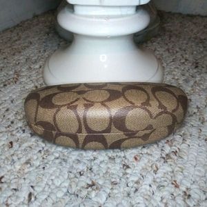 Coach Two-Tone Brown Signature Double "C" Logo Hinged Eyeglass Case